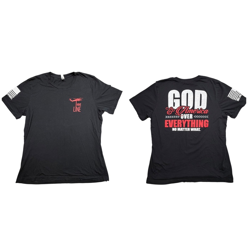 Nine Line Apparel Mens XL Black God & America Over Everything Graphic T-Shirt